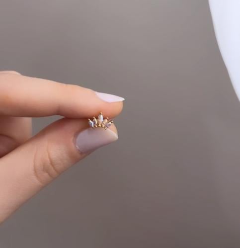 gold crown holographic stud