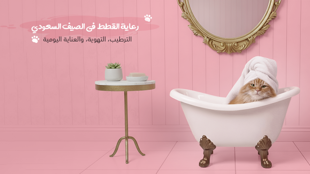 رعاية القطط في الصيف السعودي: الترطيب، التهوية، والعناية اليومية