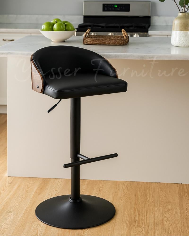 كرسي بار بستم خشب قماش جلد.