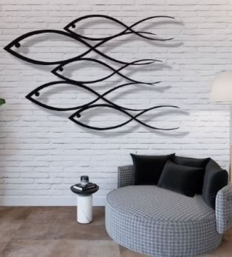 ديكور حائط معدن وحديد - أسود 70x50 سم