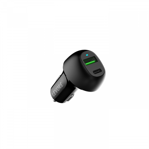 شاحن سيارة ليفوري 45 واط منفذ PD و منفذ USB - أسود