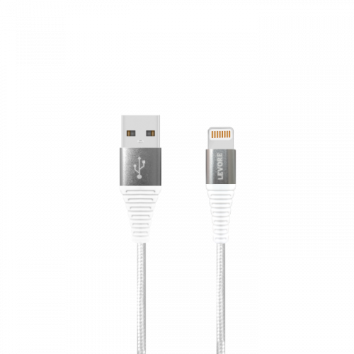 سلك شاحن ليفوري ايفون USB بطول 1 م نايلون - ابيض