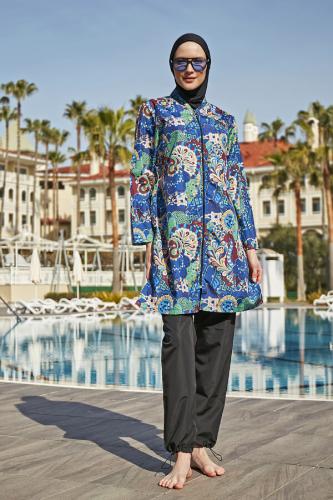 ملابس سباحة للمحجبات بالالوان صيفية نابضة بالحياة ونقوش رائعة A-00197