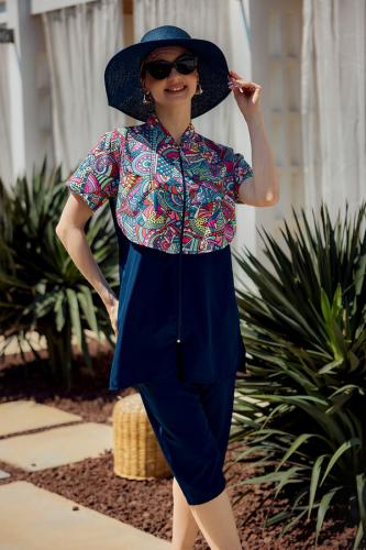 ملابس سباحة نصف مغطاه باللون الكحلي A-00257