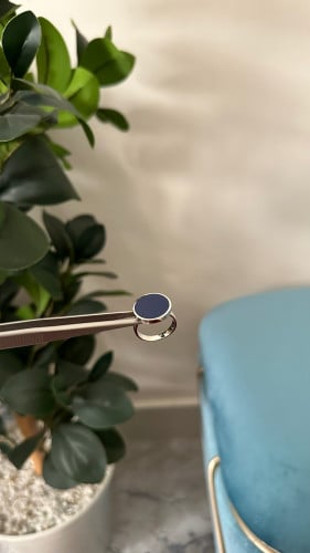 خاتم رجالي ازرق82 فضه925 - اكسسوارات بيلار
