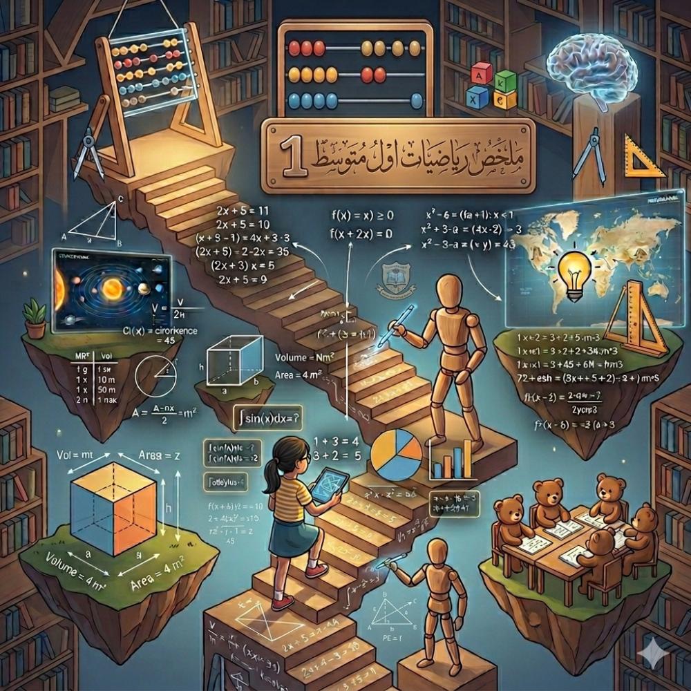 ملخص رياضيات اول متوسط بطريقة سهلة للفهم