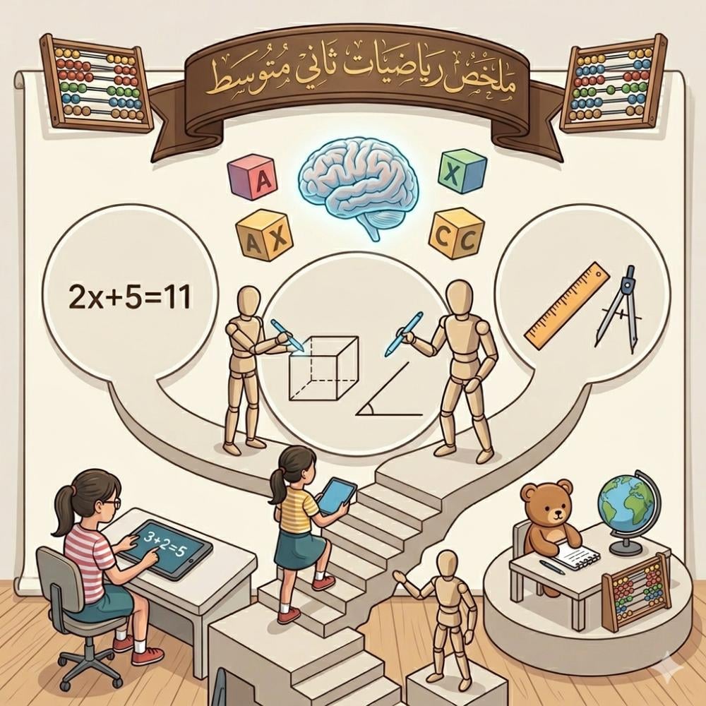 ملخص رياضيات ثاني متوسط مع أهم القوانين