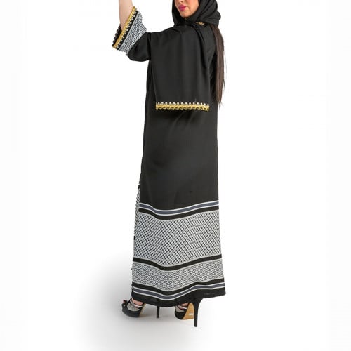 عباية بشت شماغ رمادي لون اسود