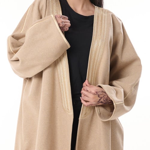 Beige royal bisht abaya