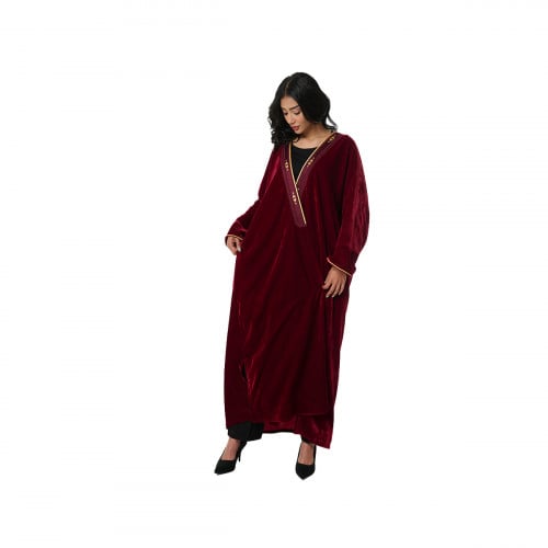 Red velvet bisht abaya