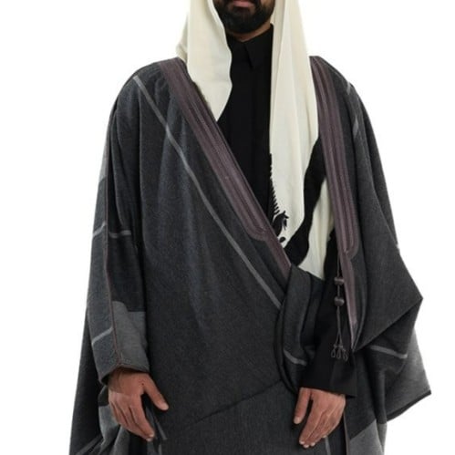 بشت ملكي وبر برقا قنص بريسم لون رصاصي