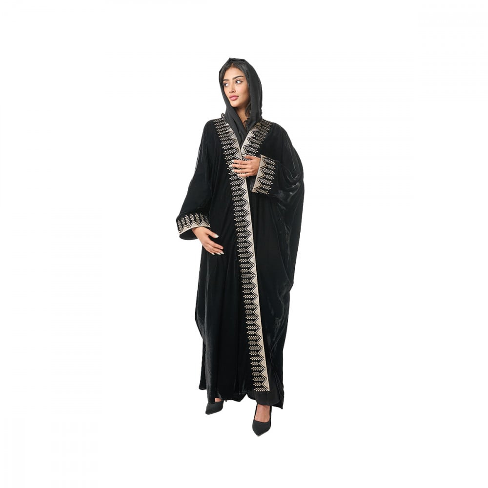 عباية حجازي مخمل لون اسود - روز