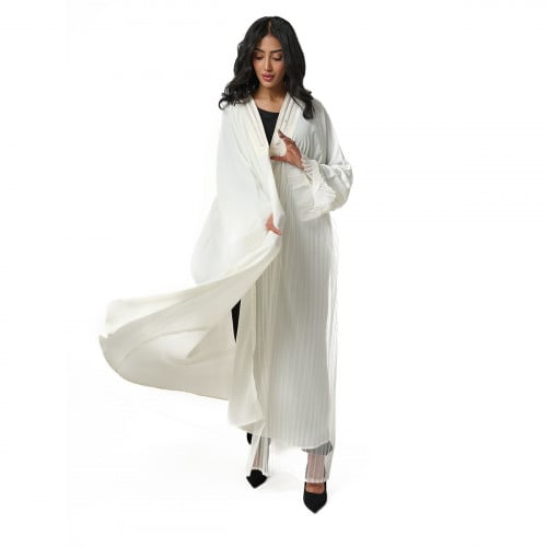 Abaya with royal bisht, white color