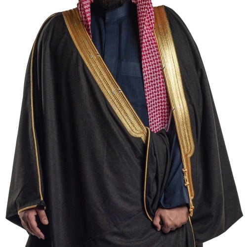 بشت ملكي كشمير زري حر لون اسود