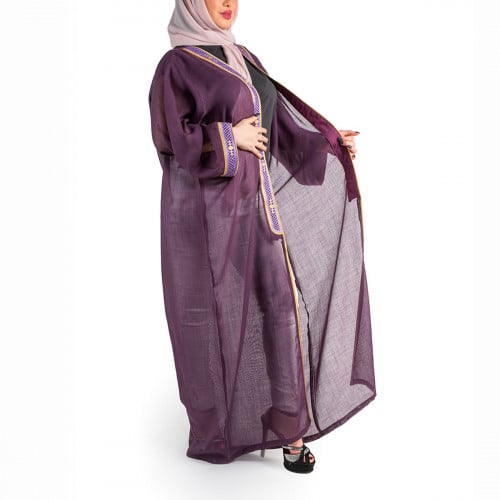 Gray Linen Bisht Abaya