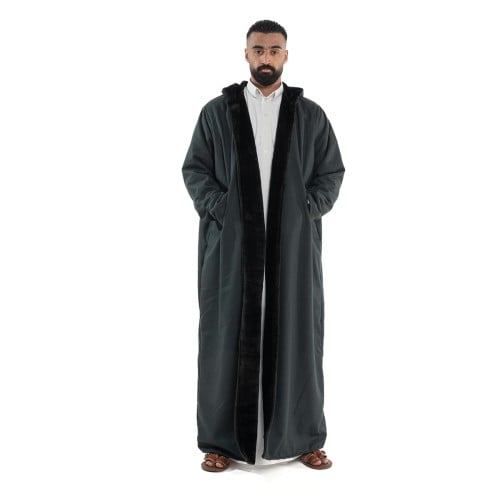 فروة كشميري جوخ كلاسيك لون زيتي