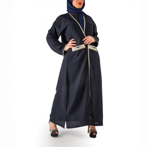 عباية كلاسيك بجيوب لون كحلي