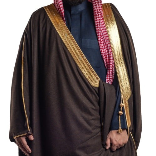 بشت ملكي كشمير زري حر لون عودي