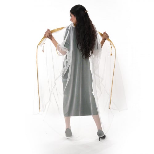 عباية بشت ملكي تل لون ابيض