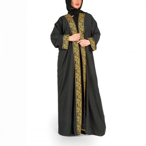 Black abaya with Arabic letters