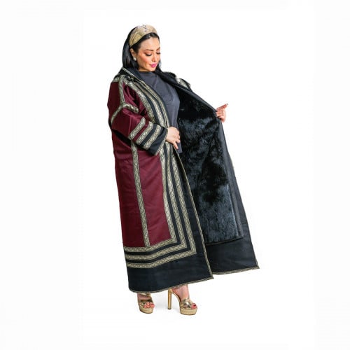 فروة كشميري ارنب طبيعي لون عنابي