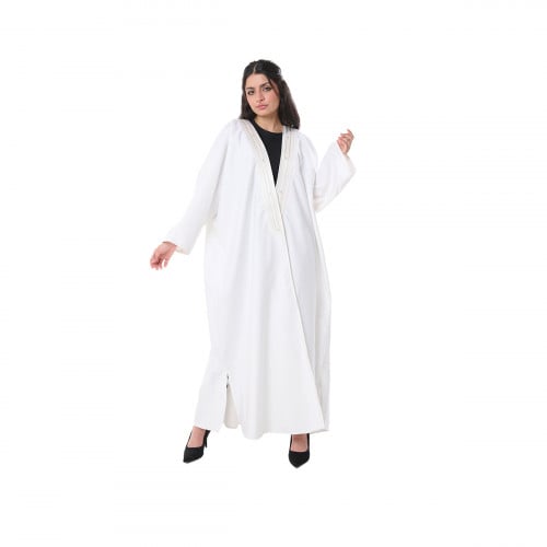 Abaya Royal Bisht Wool White - Silver