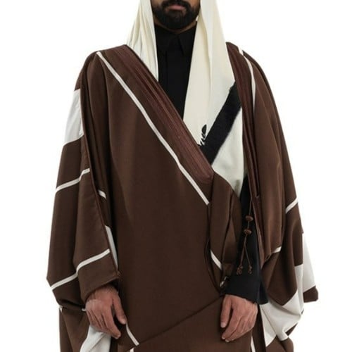 بشت ملكي وبر برقا قنص بريسم لون بني غامق