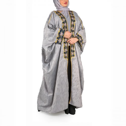 عباية بشت الزهور لون رمادي