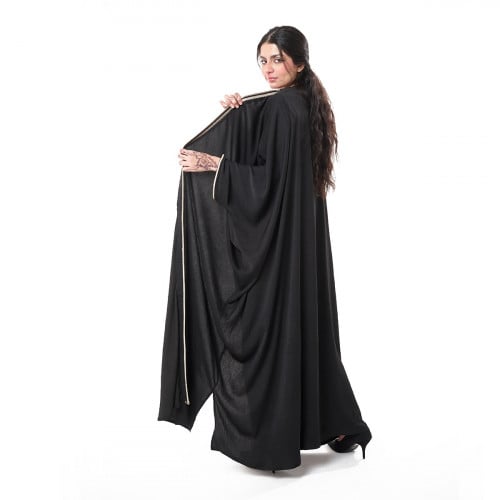 Abaya with classic bisht, black color - rose