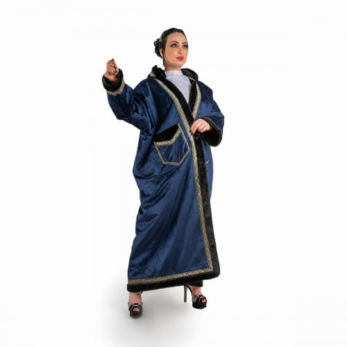 Navy blue embossed velvet fur