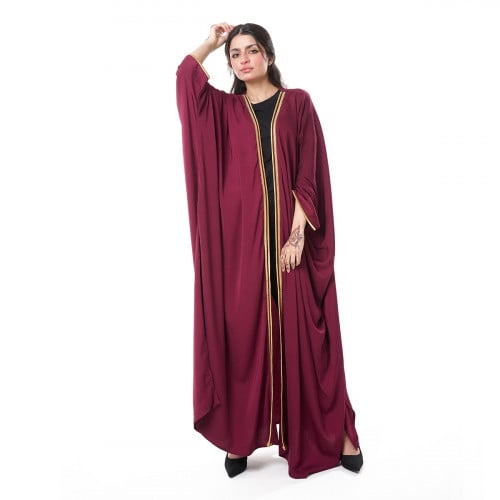 Burgundy color classic bisht abaya