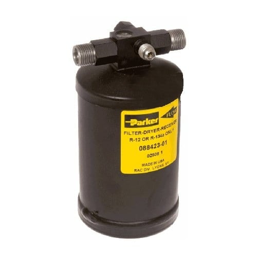 #13095W صفاية فريون متعدد L RECEIVER DRIER UNIVERSAL USE MALE O-RING WITH CHARGING VALVE 3/8 X 3/8