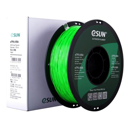 eTPU-95A filament,1.75mm,Transparent Green,1kg/rol...