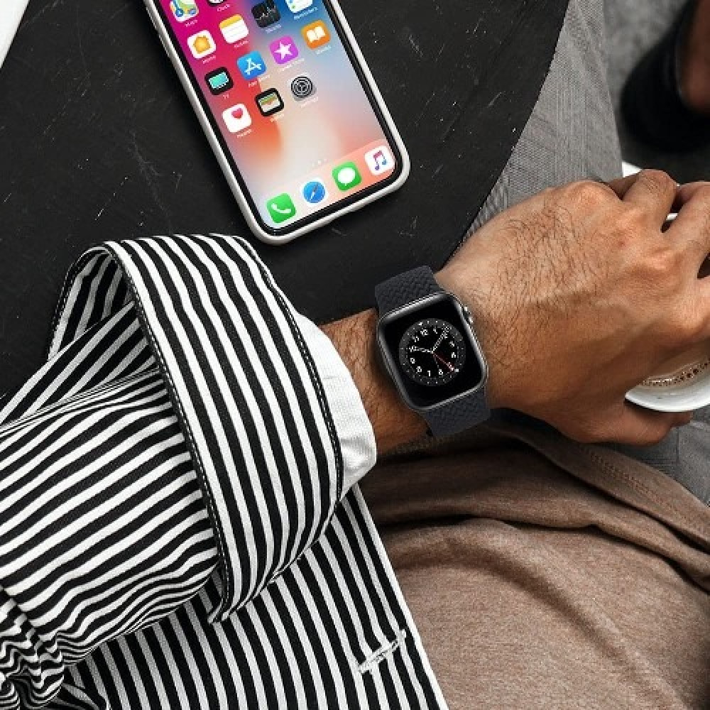 Black Rubber Fabric Apple Watch Band 
