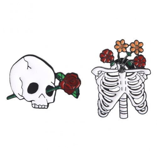 بنز العظام والورد | Bones & Flowers Pins