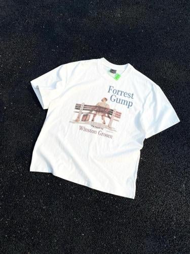 تيشيرت "FORREST GUMP" أبيض بطابع كلاسيك