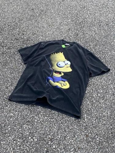 تيشيرت أسود باهت بطبعة Bart من سيمبسون اوفر سايز