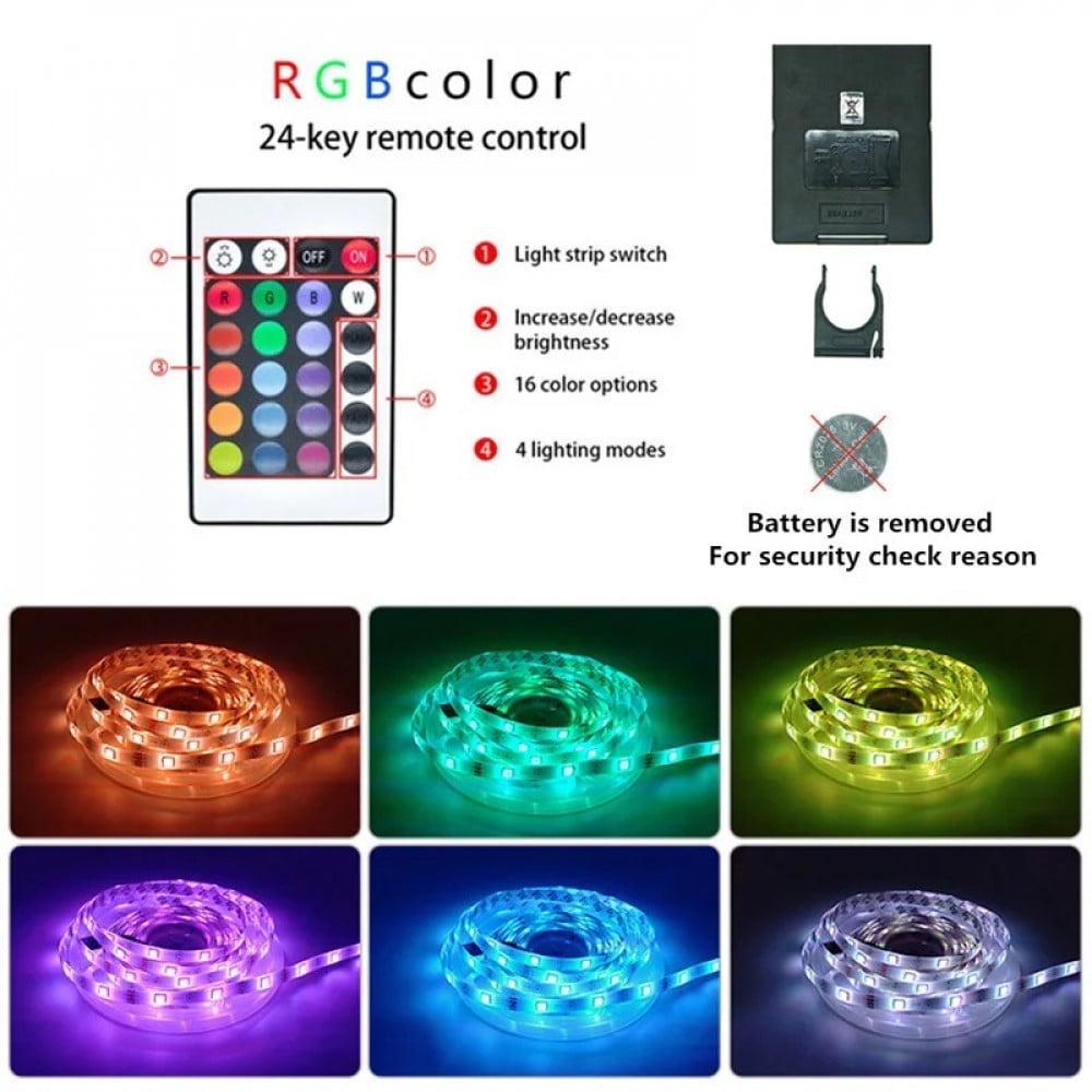 شريط اضاءة ملون LED  3 متر  USB