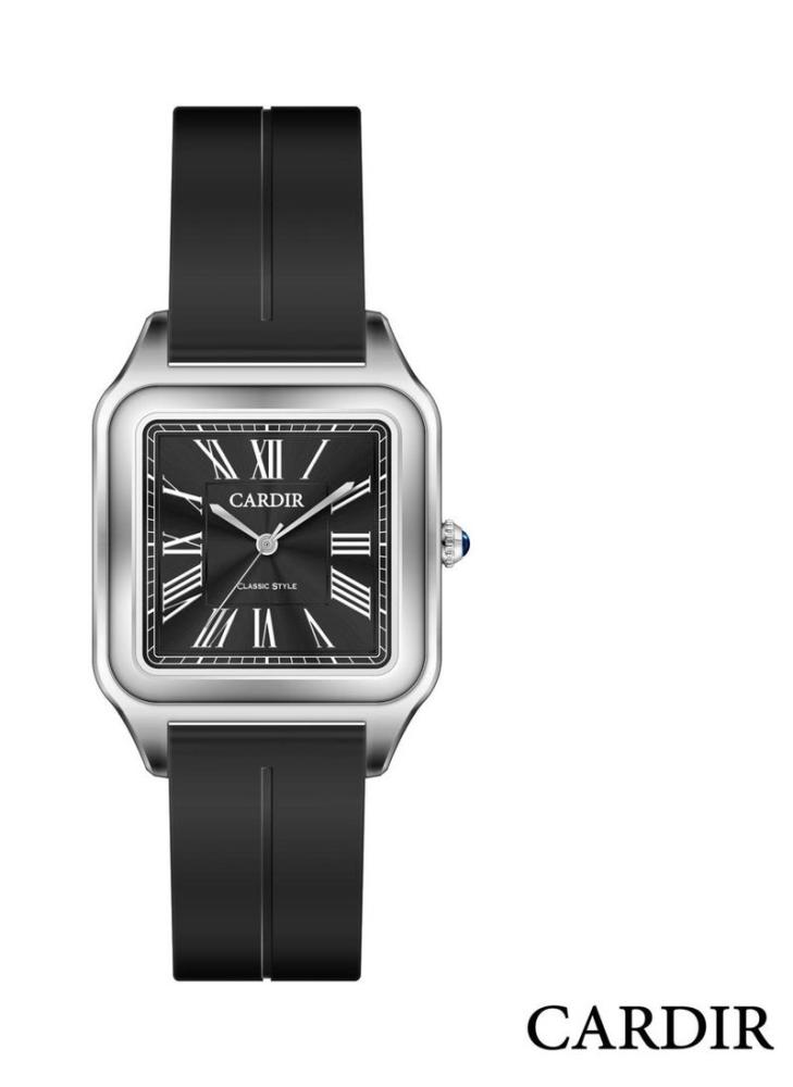 ساعة كاردير الحديثة بسوار ربر وميناء شفافة بتصميم عصري من الاحرف اللاتينية