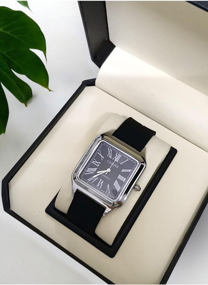 ساعة كاردير الحديثة بسوار ربر وميناء شفافة بتصميم عصري من الاحرف اللاتينية