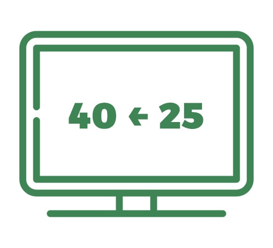 من 25" حتى 40"
