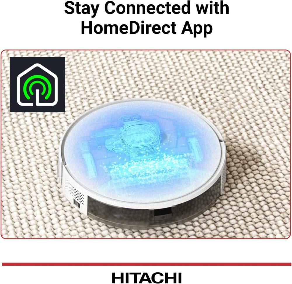 هيتاشي مكنسة روبوت لاسلكية - 2700 باسكال - تشغيل حتى 170 دقيقة - أبيض - RV-X15N