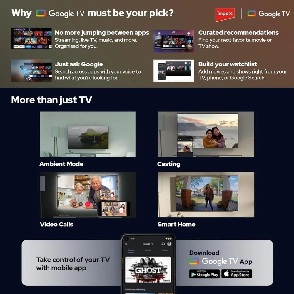 شاشة ذكية امبكس فيستا 50 بوصة كيوليد نظام تشغيل جوجل موديل FIESTAQ50