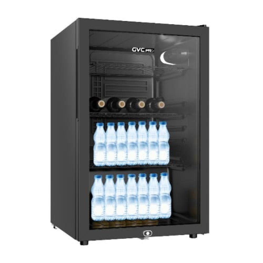جي في سي برو ثلاجة عرض باب واحد زجاجي - 132 لتر - أسود - 132 GVRG-195
