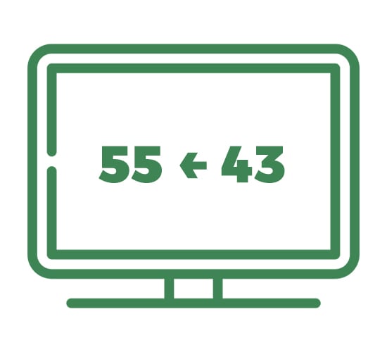 من 43" حتى 55"