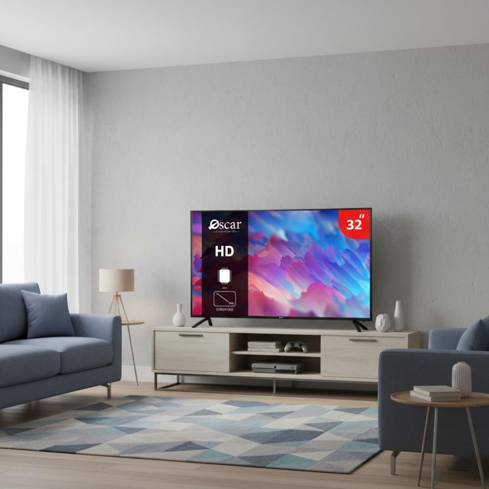 أوسكار شاشة 32 بوصة LED بدقة HD - إطار نحيف - أسود - OS32ATVHD