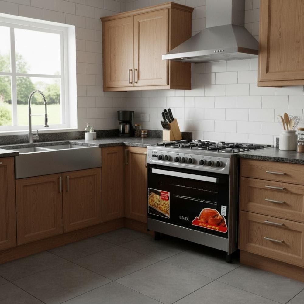 فرن_يونكس_5 عيون _غاز_60*90 سم_استيل  C6090SV-F2C-511-S-EU-HERO -C6090U