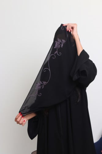 طرحه بتطريز يدوي موف غامق