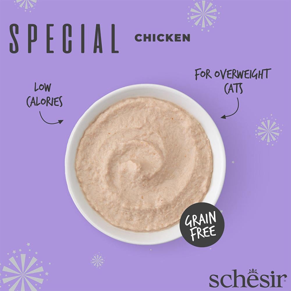 شيزر سبيشل لايت اظرف الدجاج المهروس طعام رطب للقطط البالغة Schesir Special Light chicken in Mousse 70g in Pouch