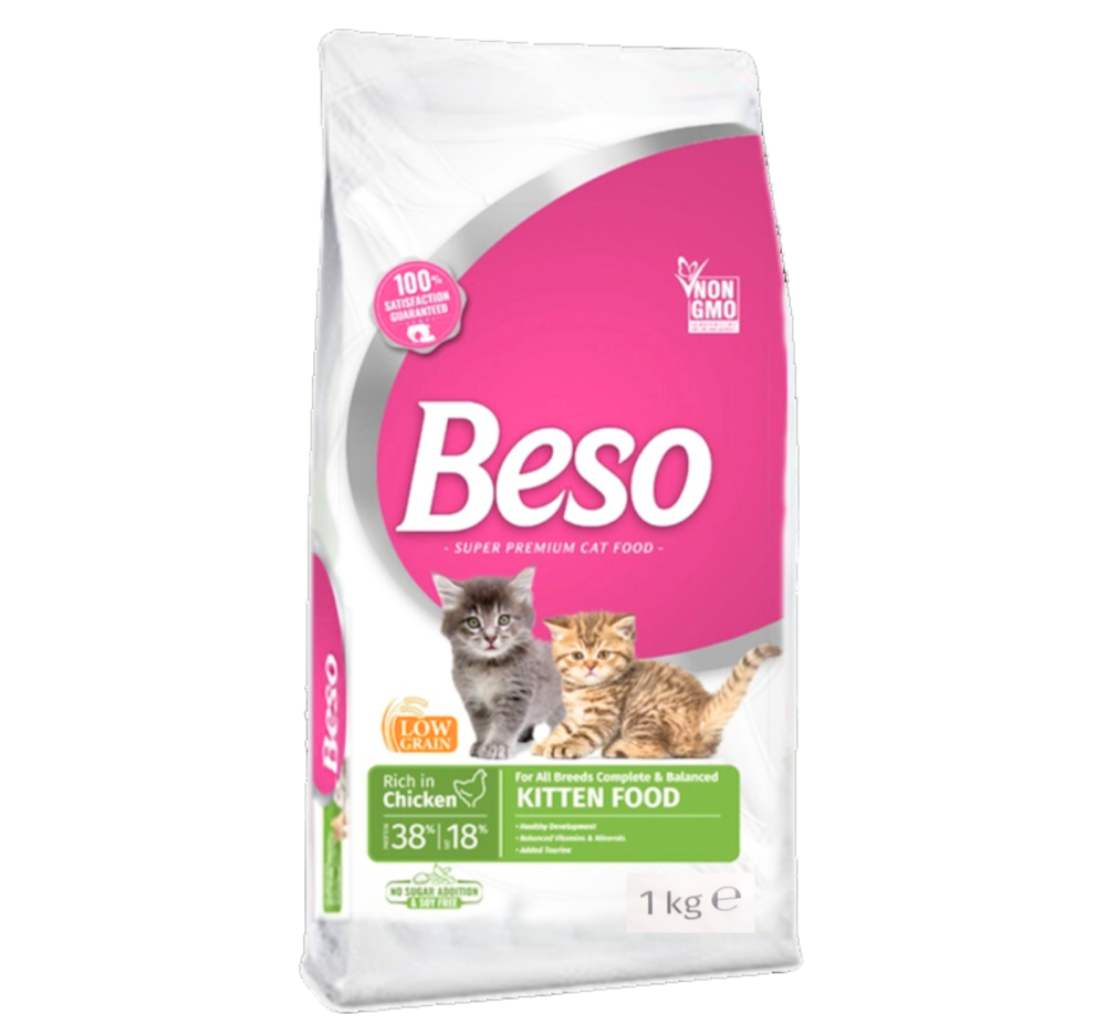 بيسو طعام جاف للقطط الصغيرة نكهة الدجاج اللذيذة Beso Kitten Food Rich in Chicken